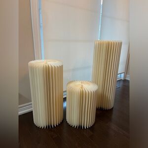 Foldable Paper Columns Display Pedestals Stands 3-Piece Set 15,23,31 inches used
